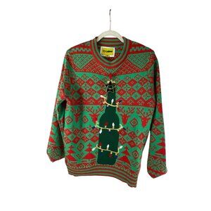 Tipsy Elves Light-Up Christmas Sweater Red & Green Holiday Tree Design Mens M